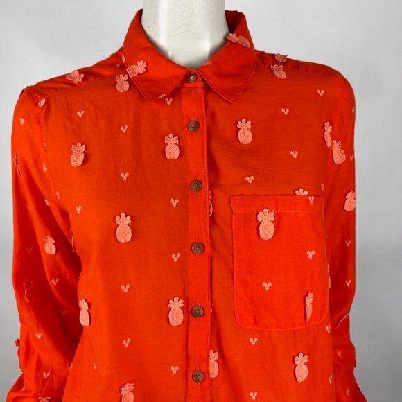 Anthropologie Maeve Classic Embroidered Blouse Women 10 NWOT Pineapple Shirt Top - Picture 5 of 16